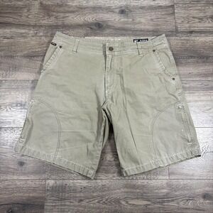 Kuhl Shorts Mens 36 Beige Canvas Chino Outdoor Hiking Travel Patina Dye Utility